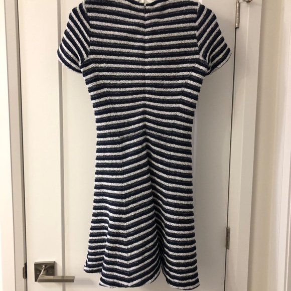 Theory Navy White Striped Fit & Flare Dress - Picture 2 of 5